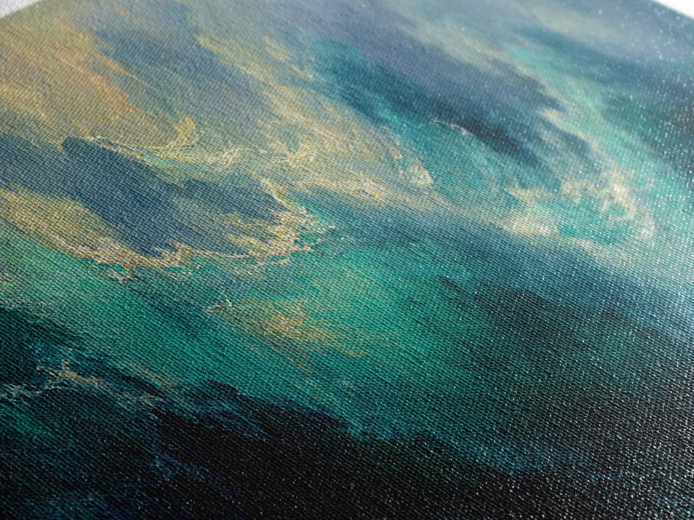 Stormy Turquoise Ocean Waves Framed Canvas Print, Moody Seascape, Coastal Wall Art, Nautical Decor, Large Horizontal Art