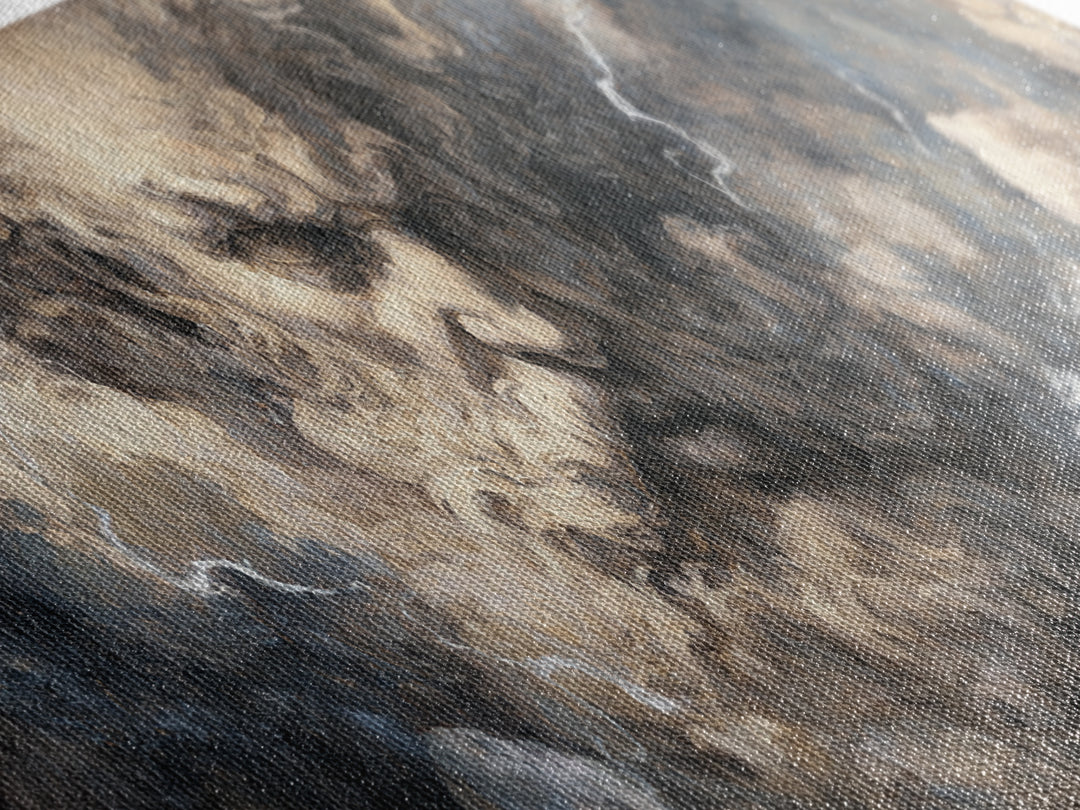 Storm God Face In Thunderclouds Wall Art, Mythological Canvas Print, Dramatic Baroque Decor, Dark Academia Fine Art Print