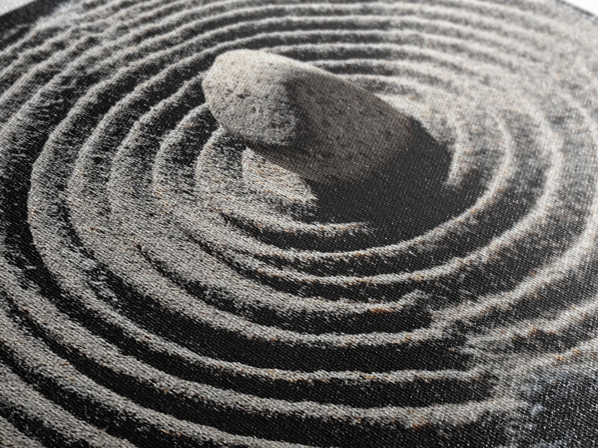 Zen Sand Garden With Center Stone Wall Art, Black And White Minimalist Decor, Japandi Meditation Print For Spa Room, Home Decor