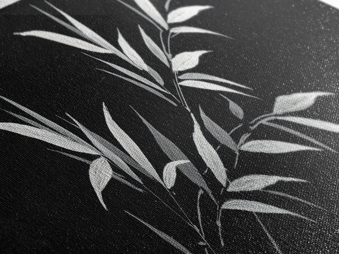 Black And White Bamboo Wall Art, Japanese Botanical Canvas Print, Minimalist Ink Painting, Zen Decor, Japandi Home Decor