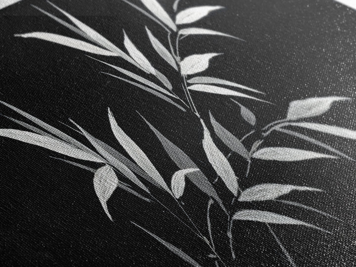 Black And White Bamboo Wall Art, Japanese Botanical Canvas Print, Minimalist Ink Painting, Zen Decor, Japandi Home Decor