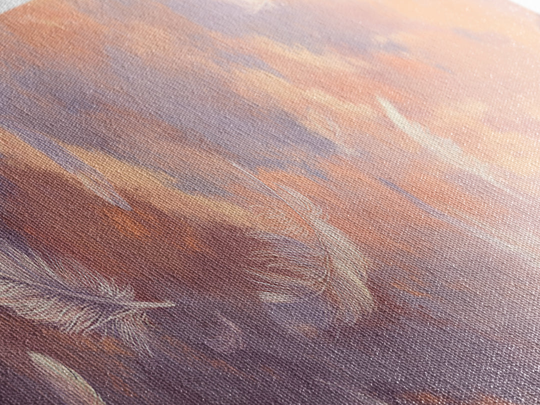 Floating White Feathers Canvas Print, Pastel Sky Wall Art, Dreamy Cloud Decor, Calming Bedroom Or Nursery Artwork Gift For Her