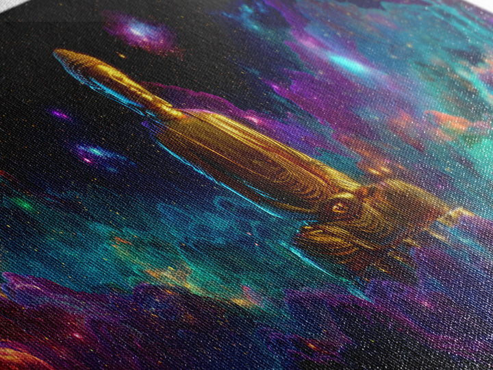 Golden Buddha In Cosmic Nebula Clouds Wall Art, Meditation Room Decor, Spiritual Canvas, Yoga Studio, Celestial Print Gift