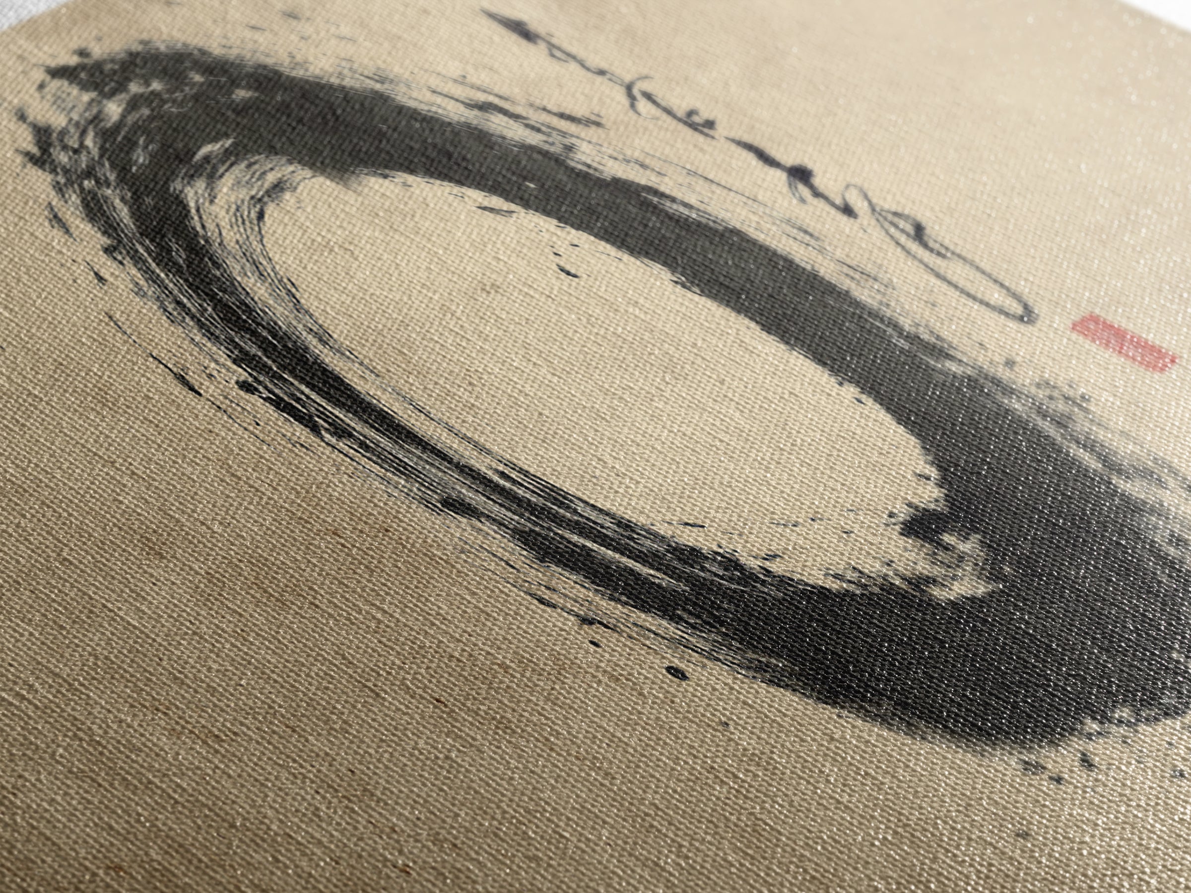 Zen Enso Ink Circle Canvas Print, Japanese Calligraphy Wall Art, Minimalist Black And White Decor, Meditation Room Art, Zen Gift