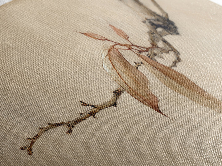 Sepia Autumn Branch Wall Art, Wabi Sabi Botanical Print, Japanese Inspired Decor, Neutral Nature Art, Framed Canvas Print