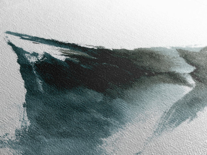 Minimalist Black Ink Mountain Landscape Wall Art, Japanese Canvas Print, Zen Decor, Neutral Office Decor, Mountain Art Print
