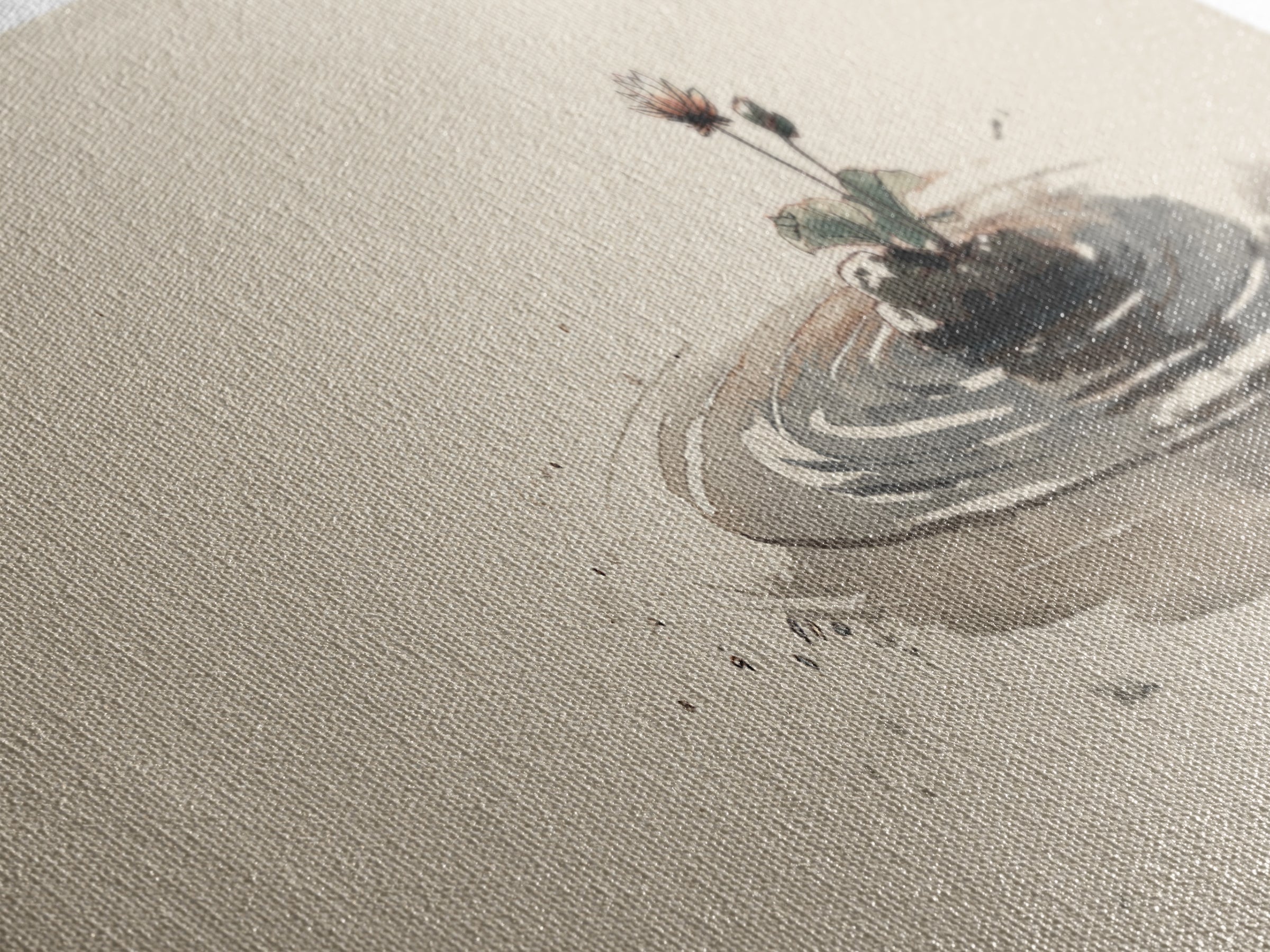 Minimal Zen Water Ripple With Tiny Flower Canvas Print, Wabi Sabi Wall Art, Japandi Decor, Neutral Minimalist Home Decor