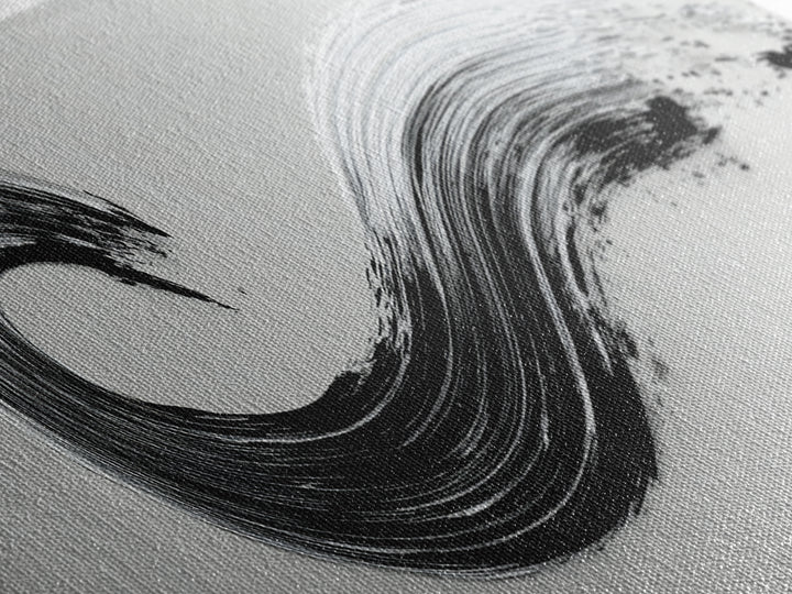 Black Ink Wave Canvas Print, Minimalist Wall Art, Japanese Sumi Painting, Abstract Line Art, Neutral Decor, Zen Office Poster