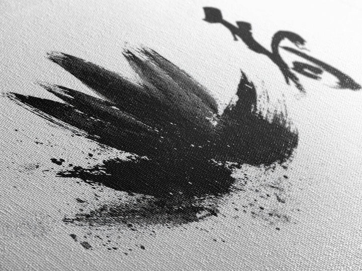 Black Lotus Japanese Calligraphy Wall Art, Zen Ink Canvas Print For Meditation Room, Japandi Decor And Spiritual Gift Idea