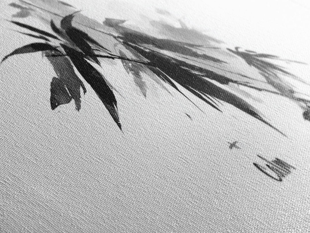 Black Ink Bamboo Calm Wall Art, Minimalist Japanese Zen Brush Painting, Black And White Decor, Peaceful Meditation Canvas Print
