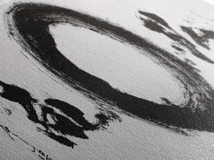 Enso Circle Japanese Calligraphy Wall Art, Black And White Zen Canvas Print For Meditation Room And Minimalist Decor Gift