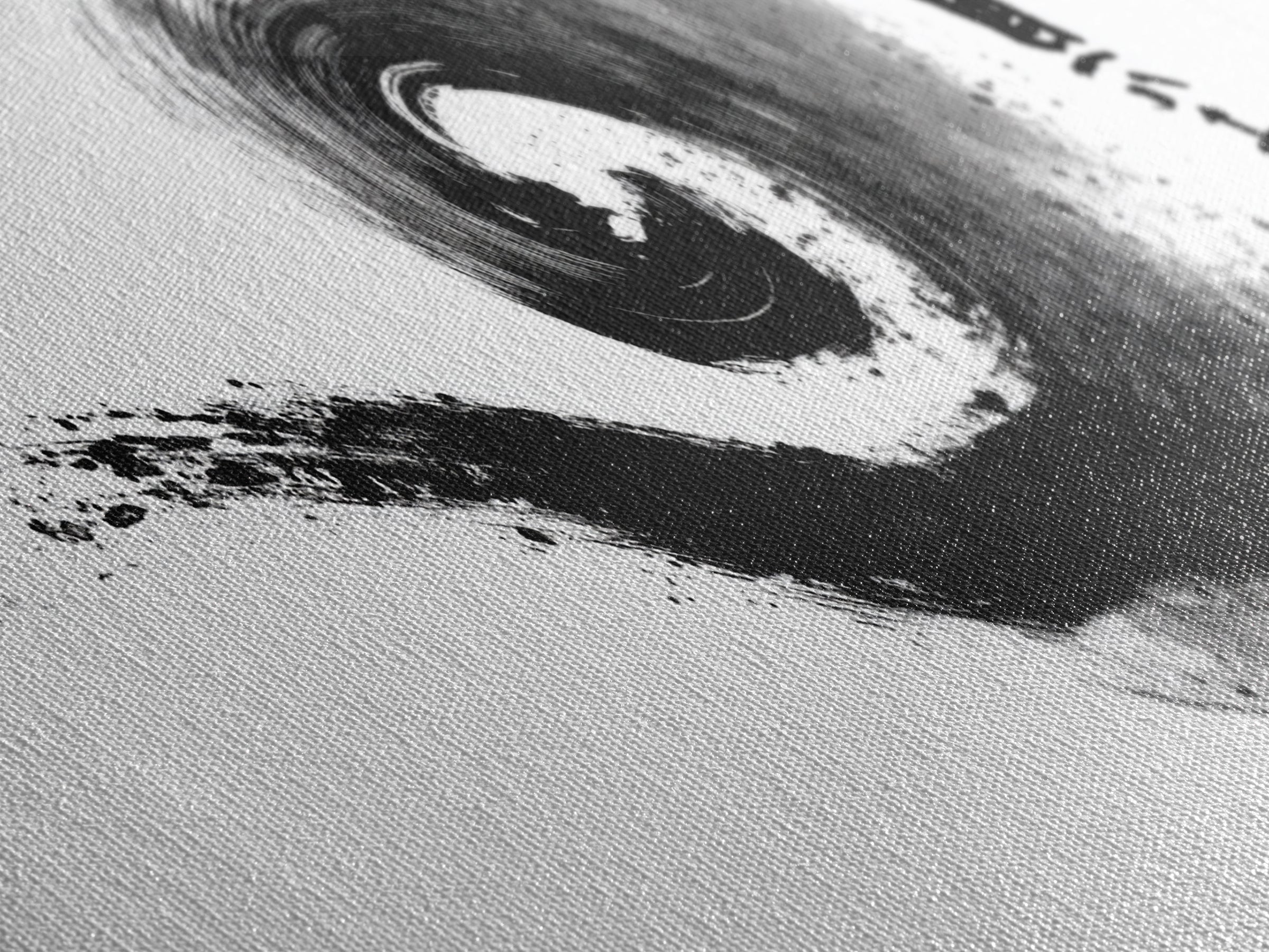 Abstract Black Ink Spiral Wall Art, Japanese Zen Canvas Print, Minimalist Monochrome Decor For Meditation Room And Office