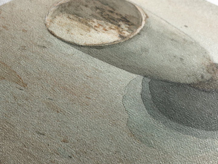 Minimalist Wabi Sabi Ceramic Bowl Canvas Print, Neutral Still Life Wall Art, Japandi Decor, Kitchen Art, Modern Home Decor