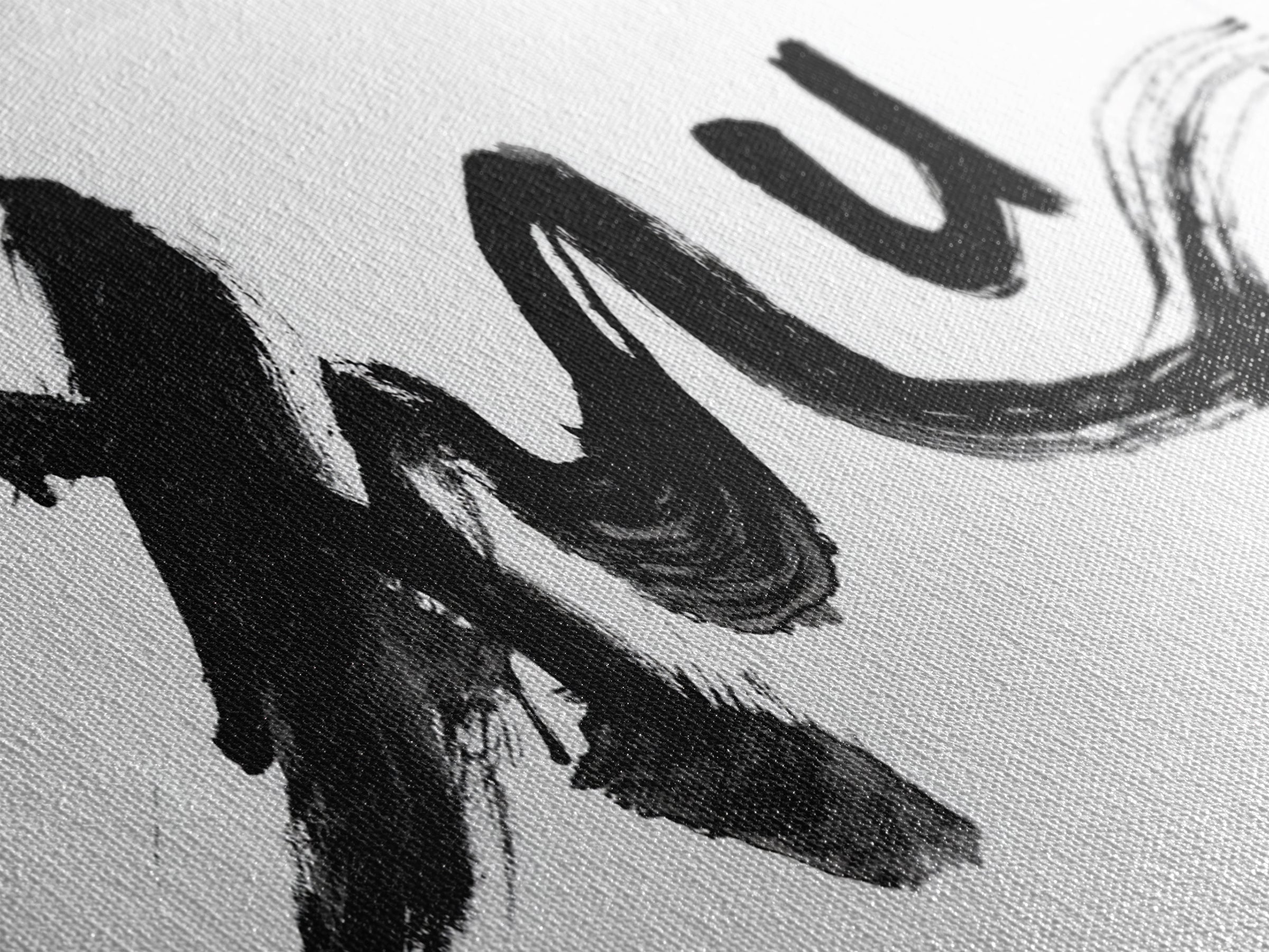 Bold Black Ink Brushstroke Wall Art, Abstract Calligraphy Canvas Print, Minimalist Japanese Zen Office Decor Poster Gift