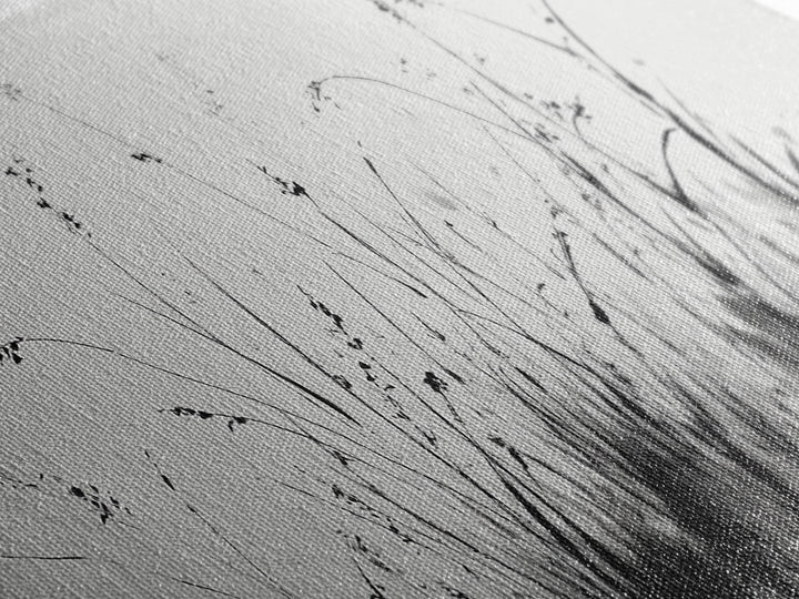 Minimalist Grass Ink Wall Art, Black And White Botanical Canvas Print, Japandi Decor, Neutral Wall Decor, Above Bed Art Print