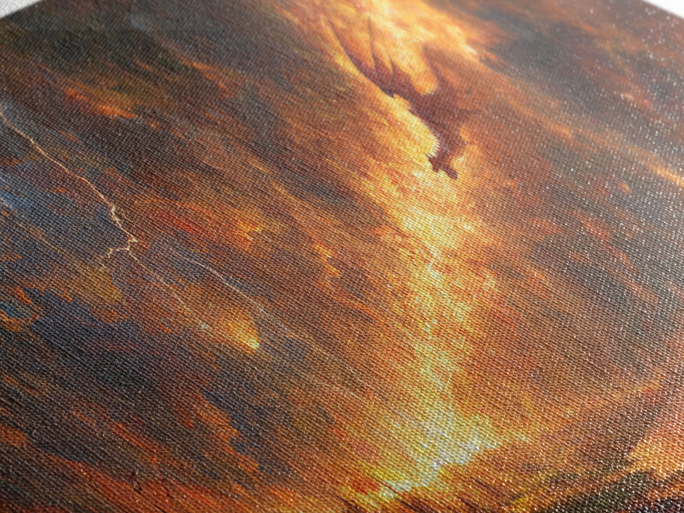 Apocalyptic Fire Dragon Over Burning City Canvas Print, Dark Fantasy Wall Art, Stormy Landscape, Dramatic Game Room Decor