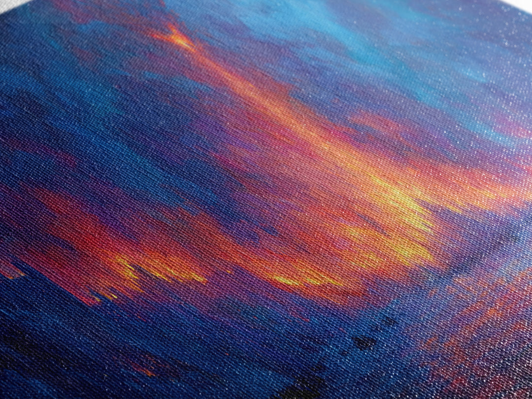 Fire Dragon Over Burning Forest Wall Art, Fantasy Landscape Canvas Print, Dark Moody Wall Decor, Panoramic Art Gift For Him