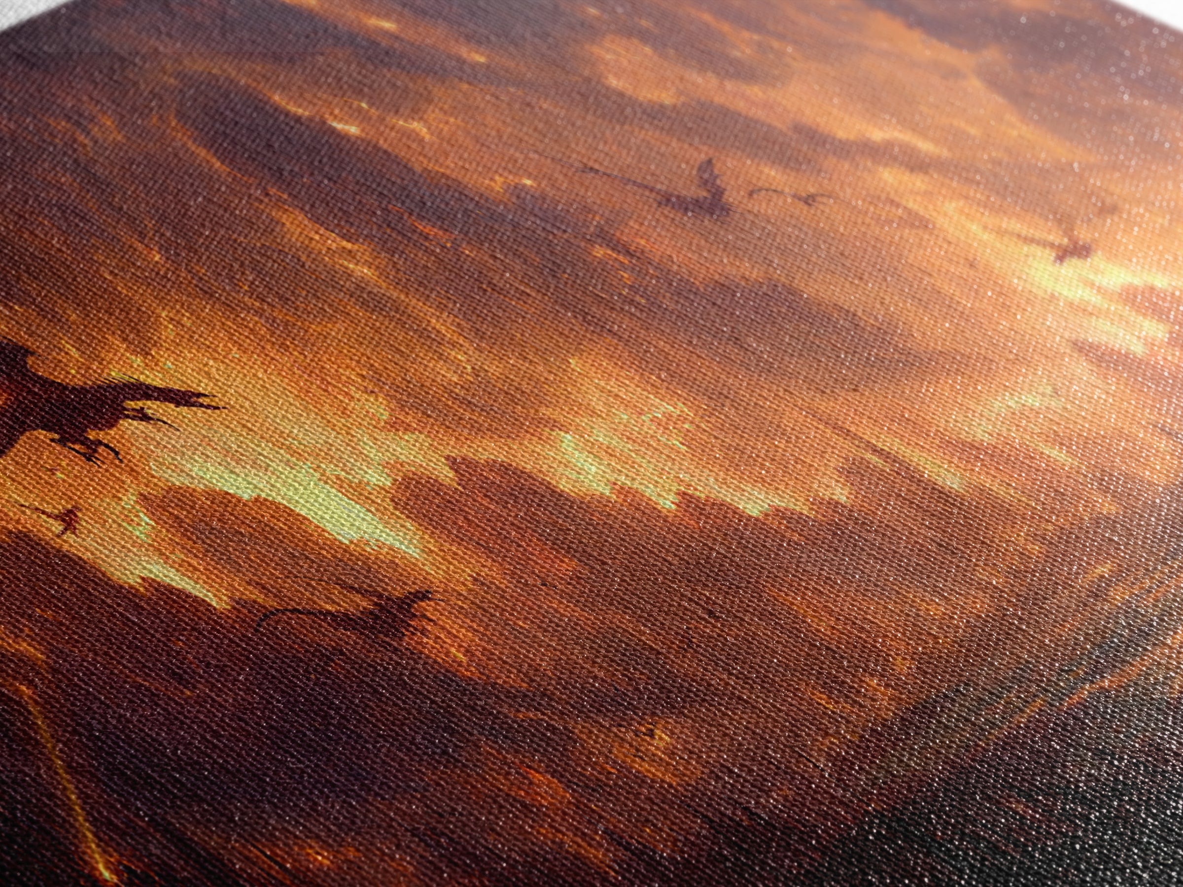 Fiery Dragons Over Apocalyptic Kingdom Framed Canvas Print, Dark Fantasy Wall Art, Epic Dragon Battle Home Decor For Game Room