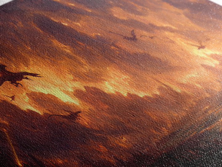 Fiery Dragons Over Apocalyptic Kingdom Framed Canvas Print, Dark Fantasy Wall Art, Epic Dragon Battle Home Decor For Game Room