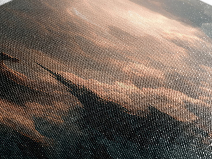 Dark Dragon Castle In Storm Clouds Canvas Print, Epic Fantasy Wall Art, Gothic Decor, Surreal Art, Gift For Gamer, Gaming Room Decor