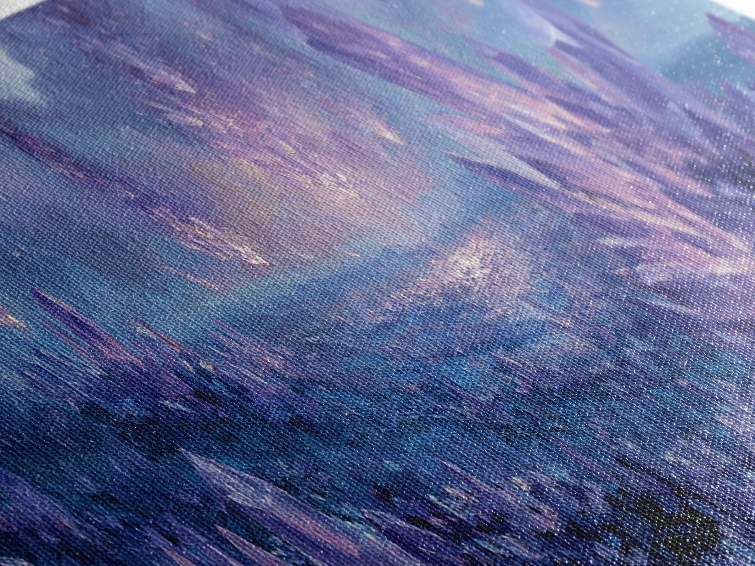 Mystical Purple Crystal Landscape With Falling Crystals Wall Art Framed Canvas Print For Unique Home Decor