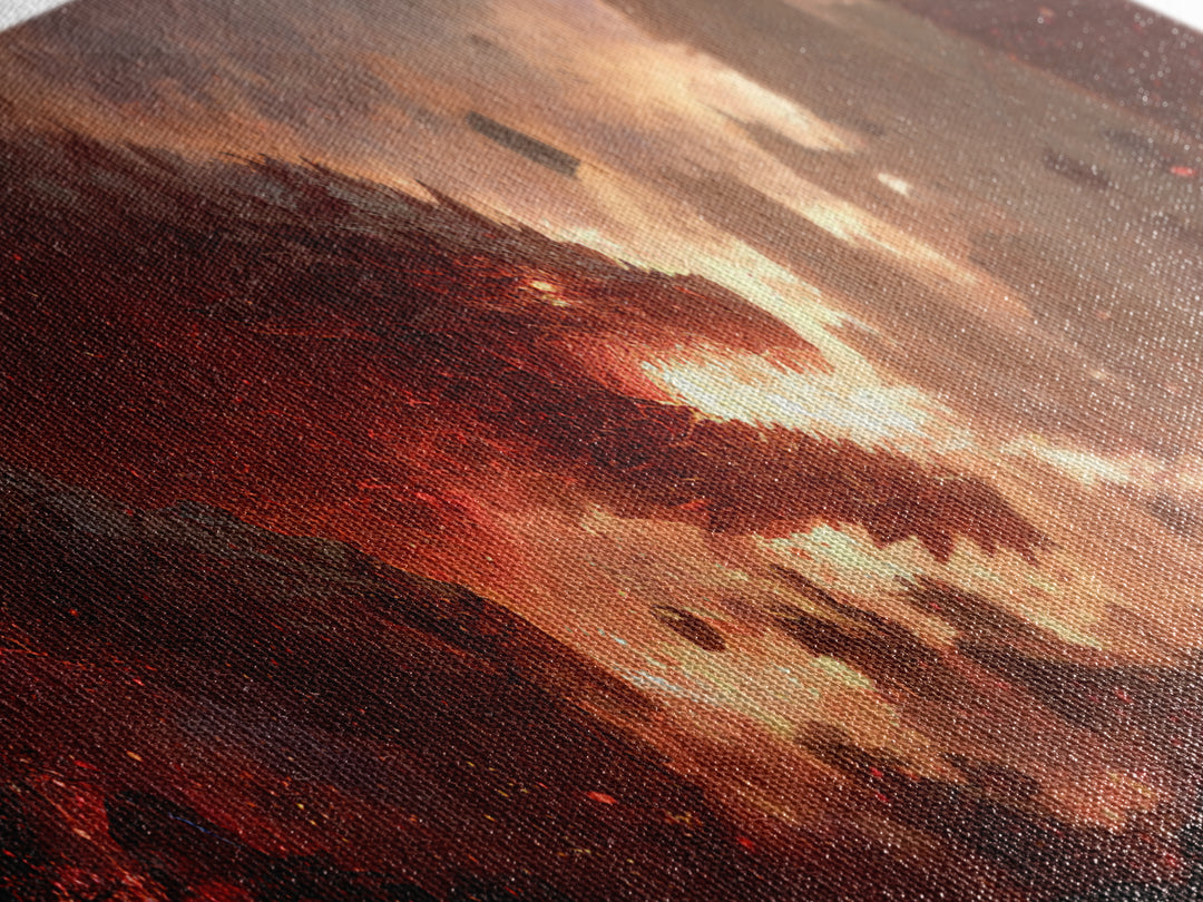 Epic Fiery Dragon Breathing Flames Amidst A Burning City Fantasy Wall Art Canvas Print For Modern Home Decor And Gaming Rooms