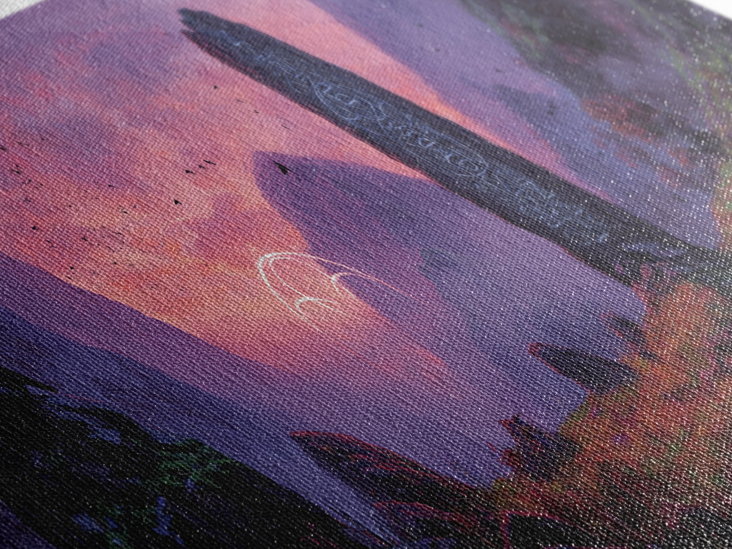 Mystical Landscape With Runes Stone Monolith And Magical Symbols At Dusk Fantasy Art Large Wall Art Canvas Print