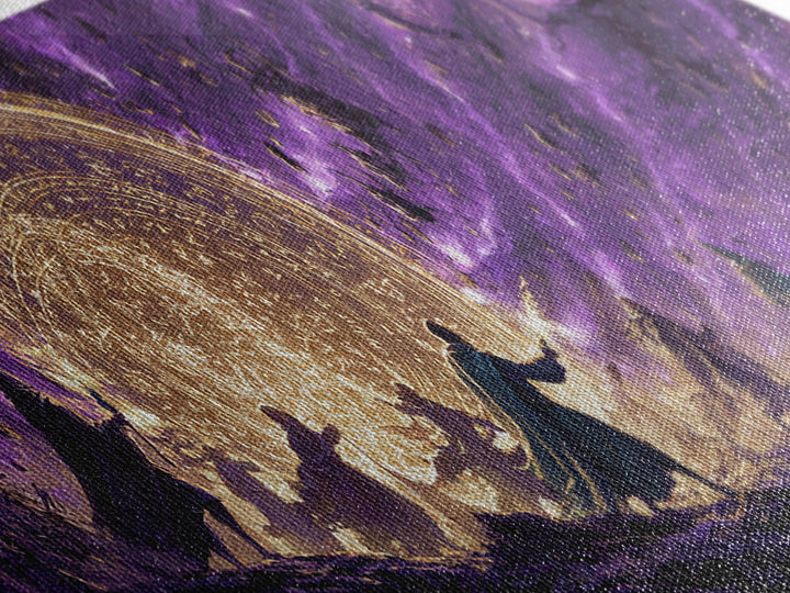 Epic Fantasy Battle Scene With Mages Creating Magical Barrier Against Creatures Wall Art Canvas Print