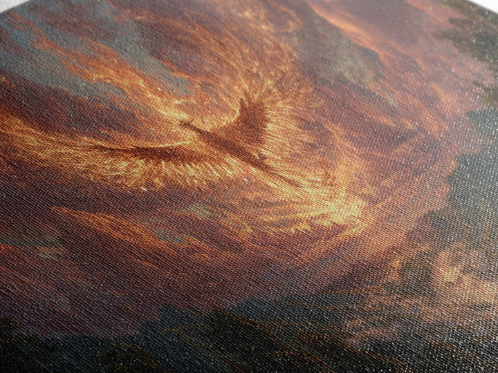 Majestic Phoenix Rising Over Scenic Valley Dramatic Sunset Landscape Canvas Print Modern Wall Art
