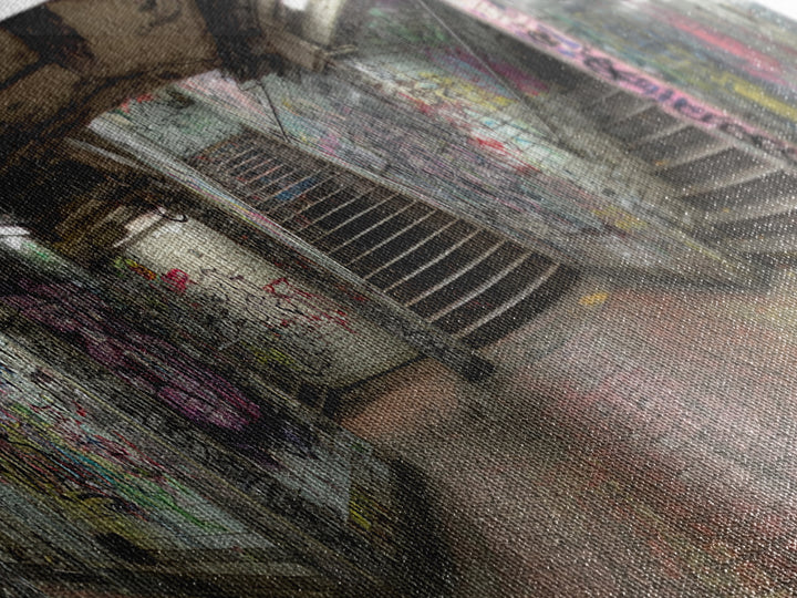 Grungy Spacious Subway Staircase Graffiti Urban Loft Wall Art - Framed Canvas Print, Modern Wall Art, Urban Decor, Trending Wall Art Gift
