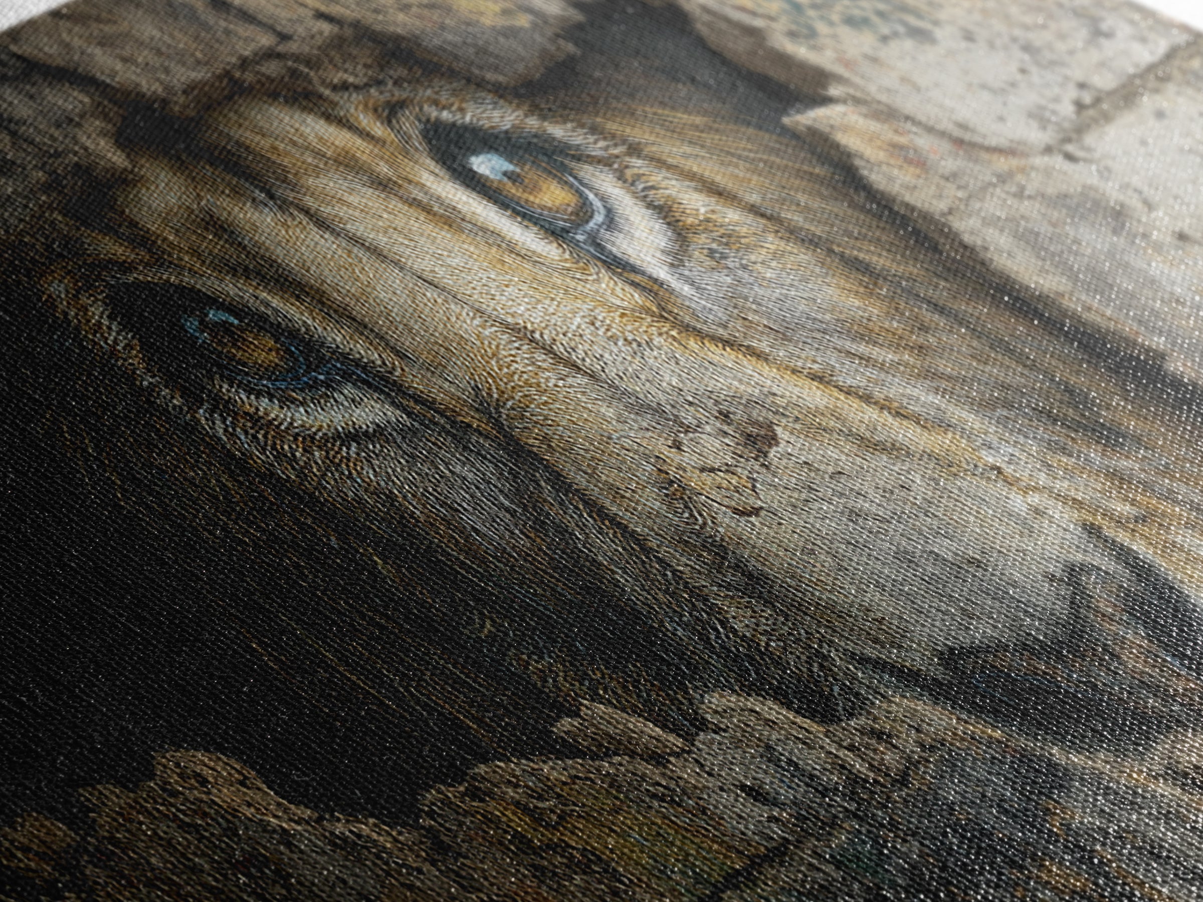 Powerful Lion Peering Through Broken Wall Street Art Canvas Print Bold Wildlife Wall Art For Home Decor And Office Wall Hanging
