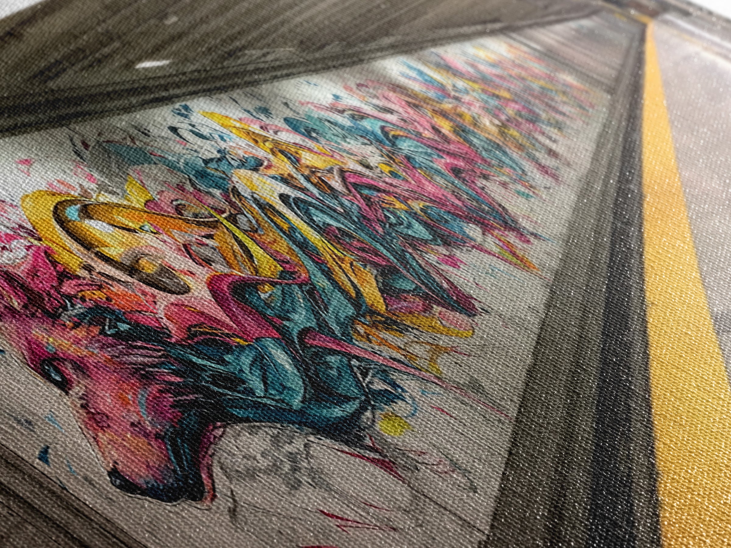 Vibrant Graffiti Mural Of Stylized Fox In Subway Station Long Abstract Street Art Wall Art Canvas Print
