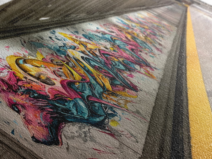 Vibrant Graffiti Mural Of Stylized Fox In Subway Station Long Abstract Street Art Wall Art Canvas Print