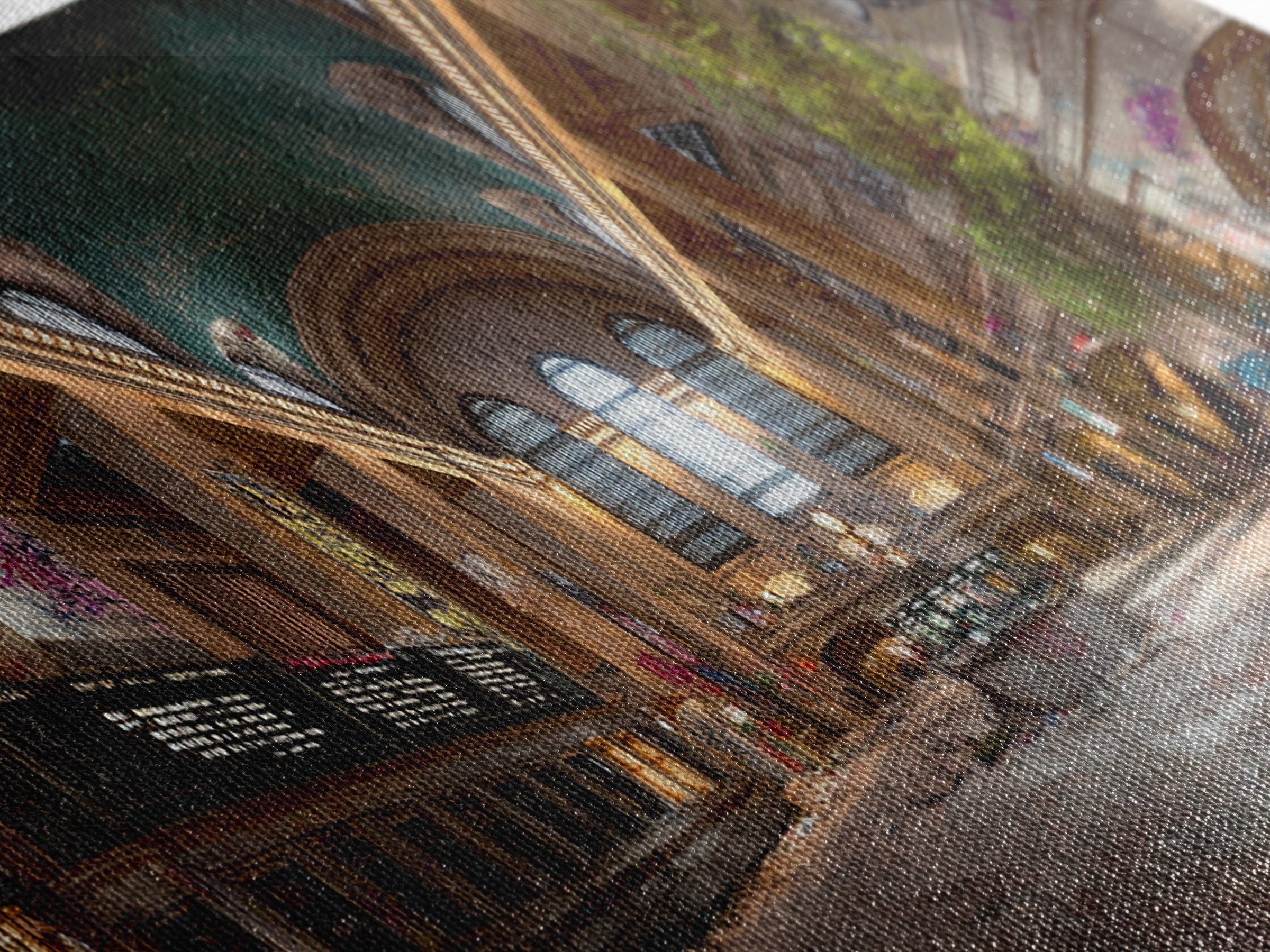 Abandoned Urban Train Station With Graffiti, Nature Reclaiming Space, Moody Decay Landscape Wall Art Canvas Print For Home Decor