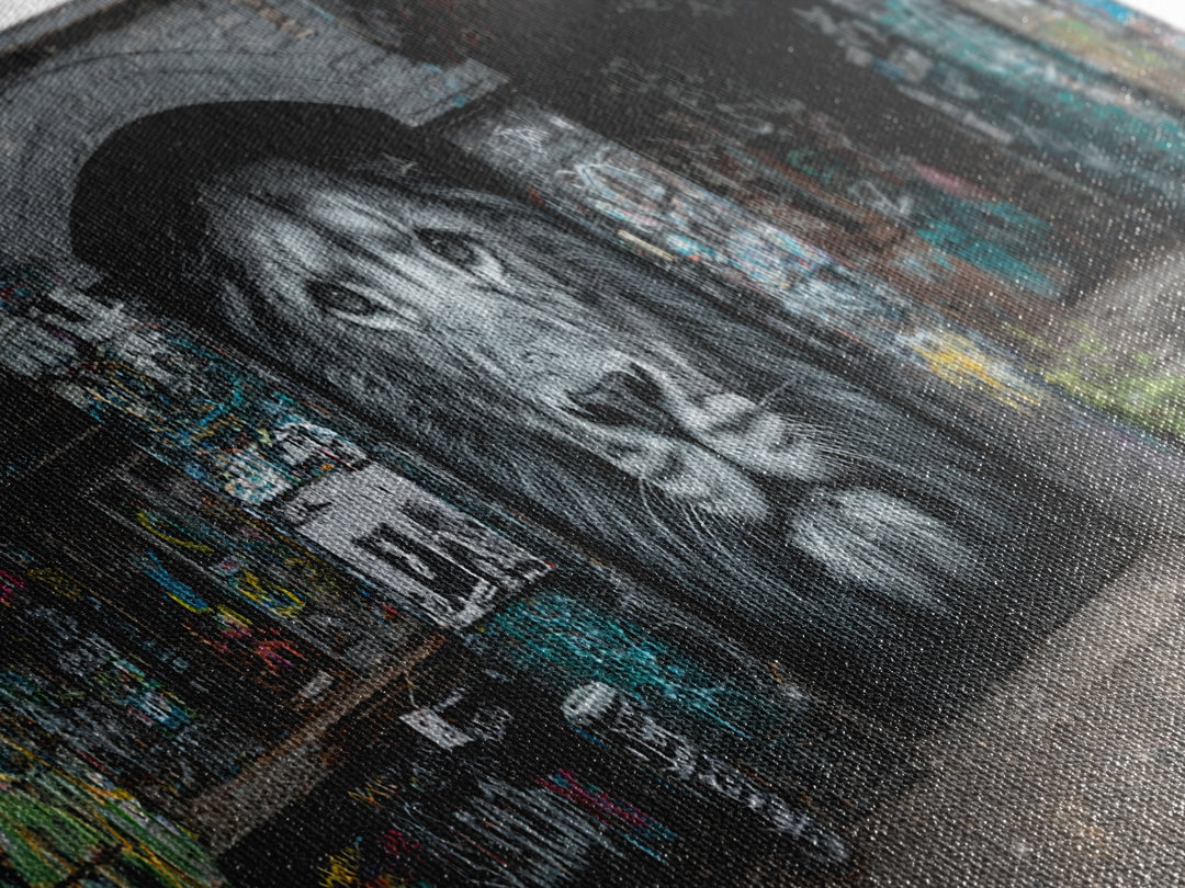 Intricate Ornate Gold And Blue Arabic Calligraphy Wall Art For Islamic Home Decor Religious Gift Framed Canvas Print