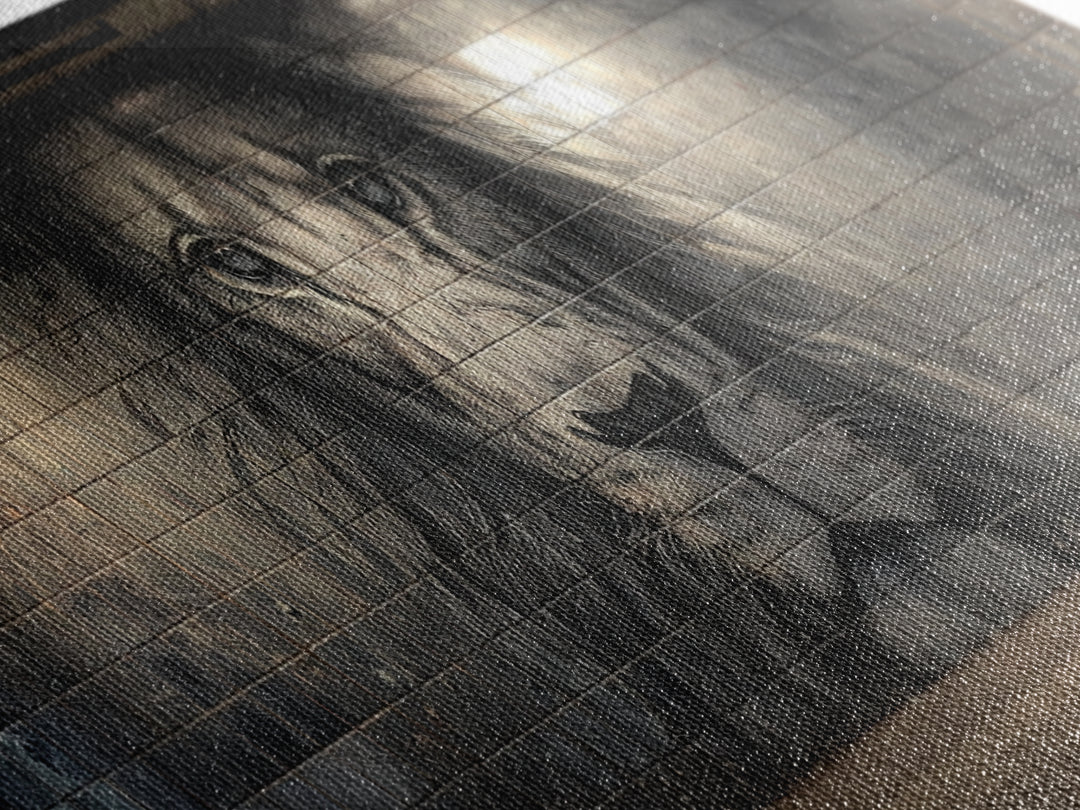 Majestic Lion Black And White Mural Style Street Art Wall Art Large Urban Decorative Canvas Print