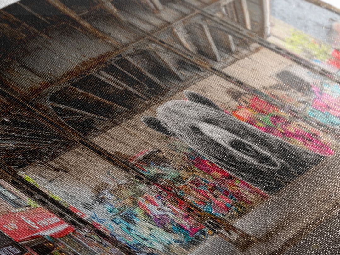 Urban Street Art Bear Mural Under Bridge Graffiti Wall Art For Modern City Decor Canvas Print