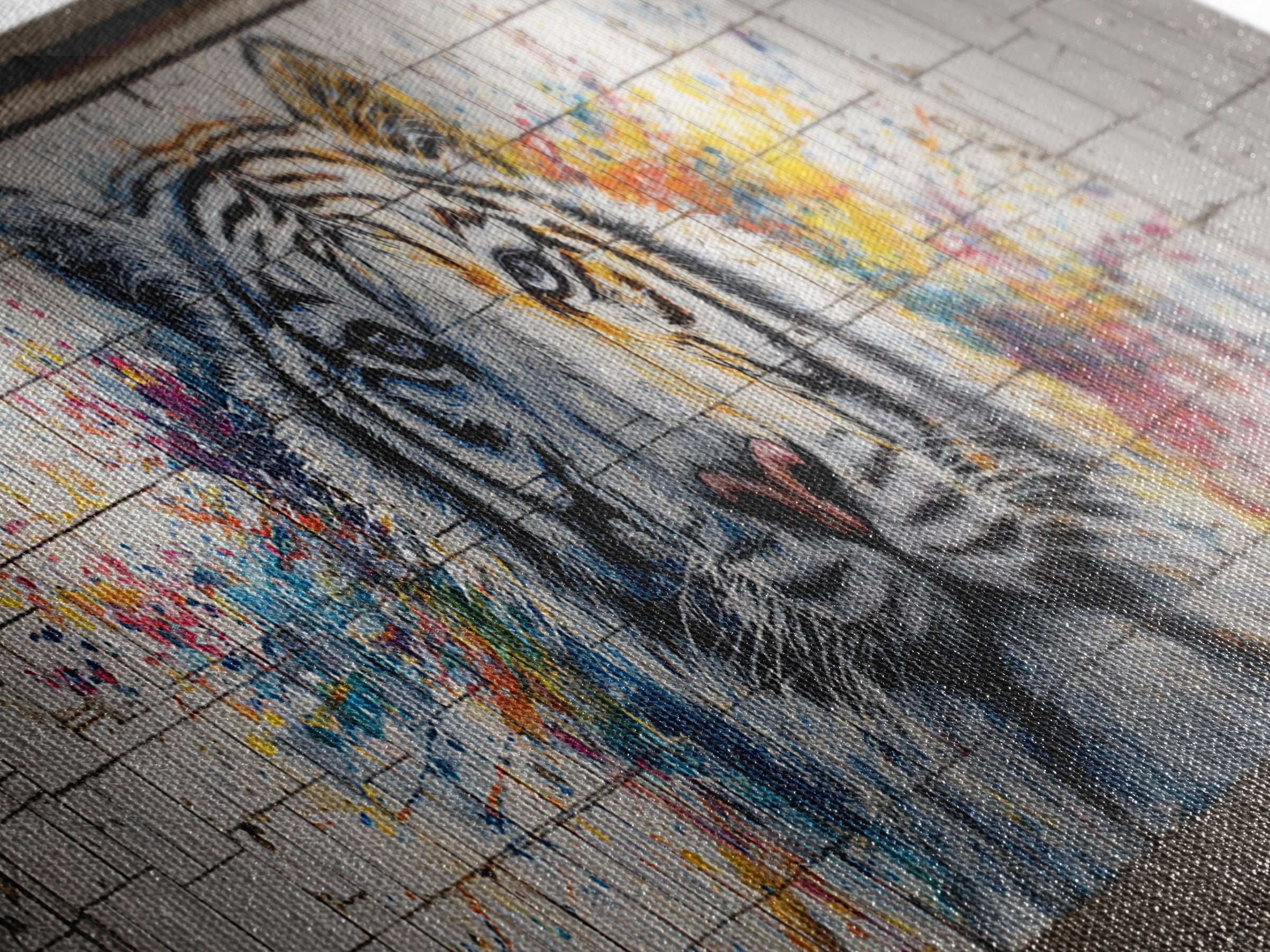 Roaring Tiger Mural Street Art Canvas Print Vibrant Urban Animal Wall Art With Colorful Graffiti For Home Or Office