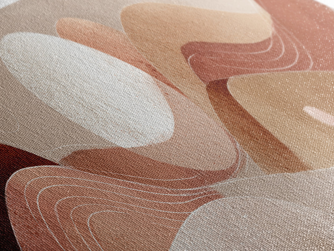 Abstract Terracotta Desert Dunes With Sun And Moons Wall Art, Mid Century Canvas Print, Earth Tone Decor, Modern Boho Art