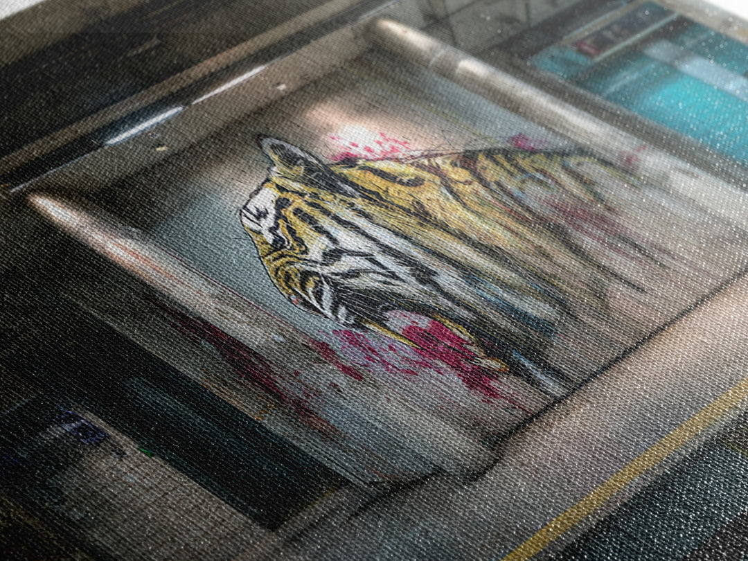 Street Art Tiger Graffiti Wall Mural Artwork With Urban Vibes Wall Art Framed Canvas Print For Modern Home Decor