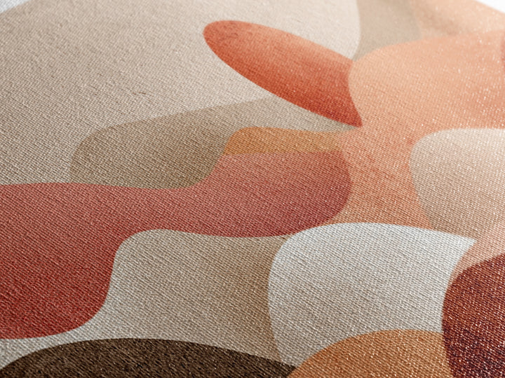 Soft Rolling Hills And Red Sun Wall Art, Abstract Landscape Canvas Print, Earth Tone Decor, Large Horizontal Living Room Art