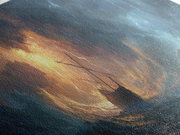 Stormy Ocean Ship In Lightning And Waves Painting Dramatic Seascape Wall Art Framed Canvas Print Perfect For Coastal Living Room Or Nautical Office Decor