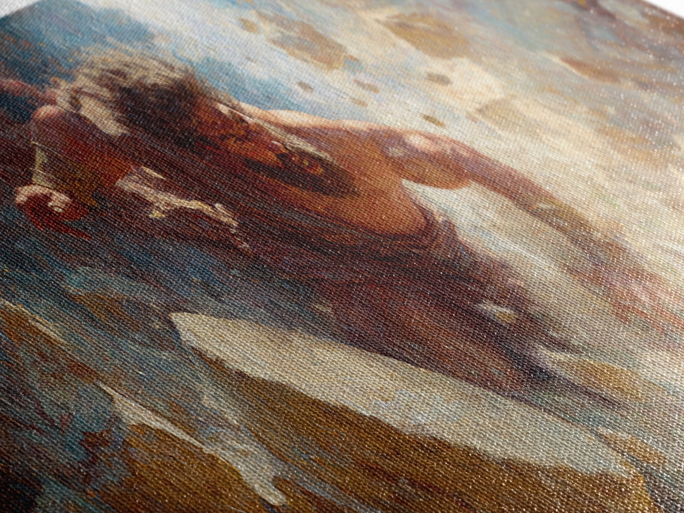 Strong Mythological Giant Breaking Rocks Epic Fantasy Painting Wall Art Canvas Print