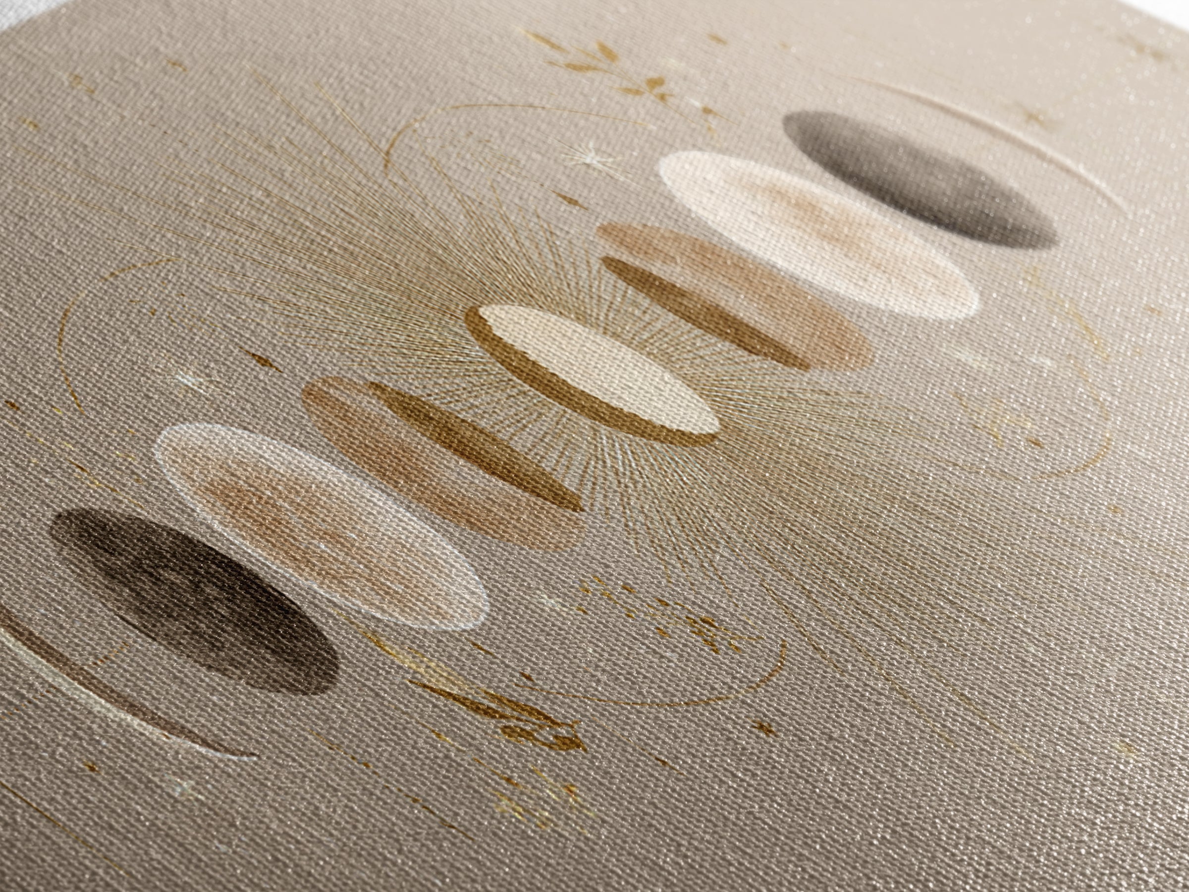 Moon Phases Celestial Wall Art, Gold Sun And Lunar Canvas Print, Neutral Boho Bedroom Decor, Mystical Above Bed Art Print