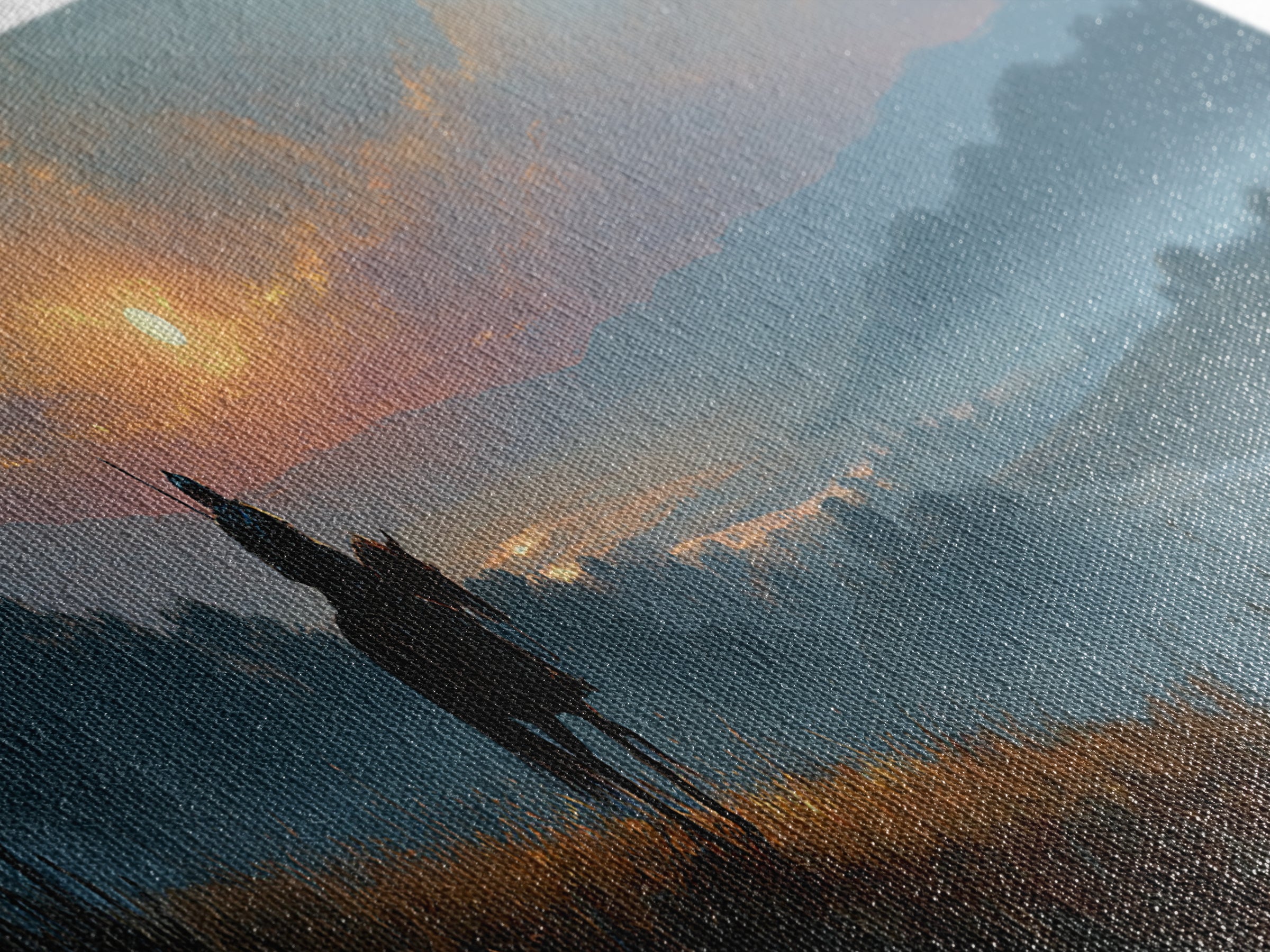 Knight On Horseback Overlooking Serene Valley At Sunset Landscape Wall Art Canvas Print For Calming Decor