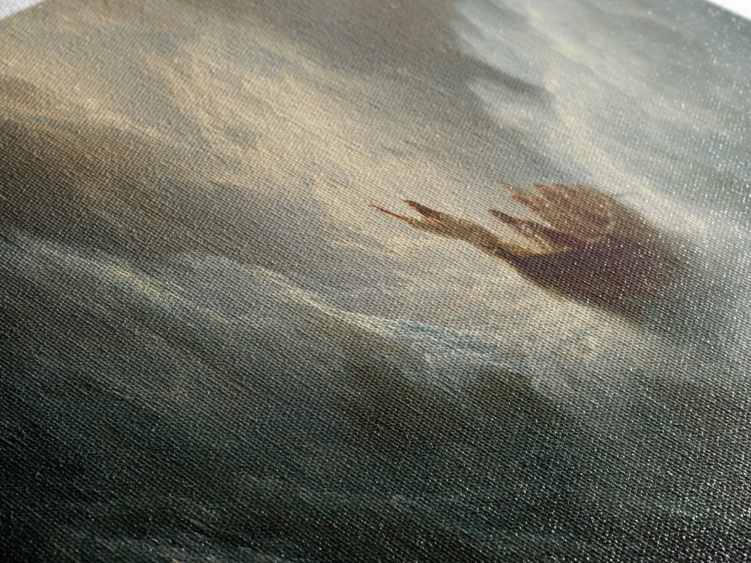 Tiny Boat In Stormy Ocean Waves Wall Art, Dramatic Seascape Painting, Biblical Sea Canvas Print, Moody Coastal Decor Gift