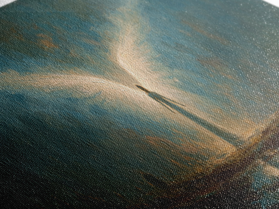 Ethereal Canvas Print Of Angelic Figure Radiating Light Among Heavenly Battle Scene Spiritual Wall Art For Inspirational And Contemporary Home Decoration