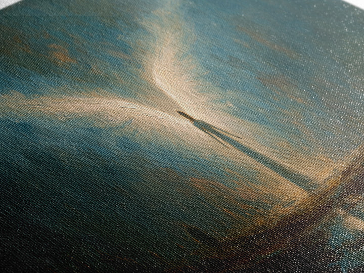 Ethereal Canvas Print Of Angelic Figure Radiating Light Among Heavenly Battle Scene Spiritual Wall Art For Inspirational And Contemporary Home Decoration