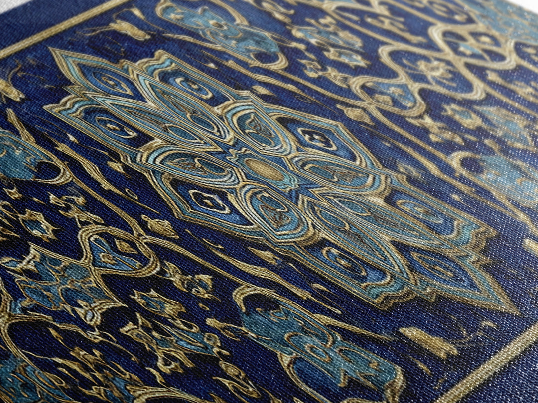 Intricate Middle Eastern Blue And Gold Patterned Islamic Art Decor Wall Art Canvas Print