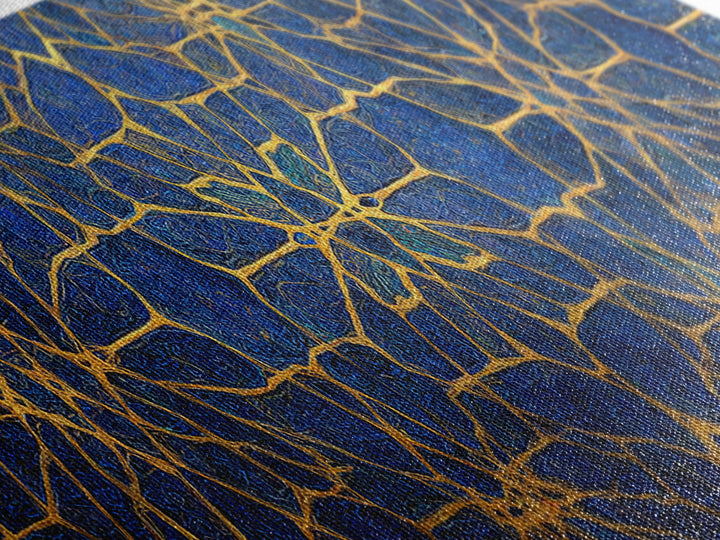Detailed Blue And Gold Islamic Geometric Pattern Canvas Print For Elegant Religious Home Decor